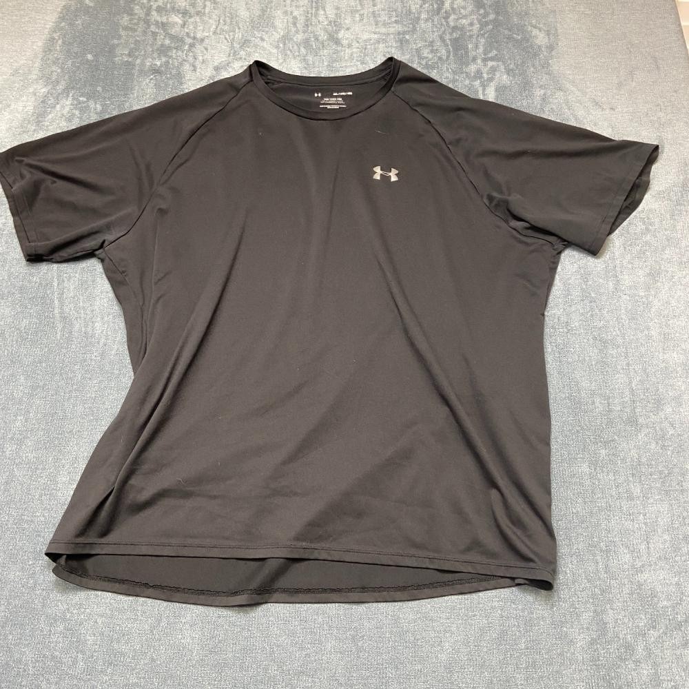 Under Armour T-Shirt Mens 4XL Black Logo Raglan Sleeve Running Gym Wear Tee